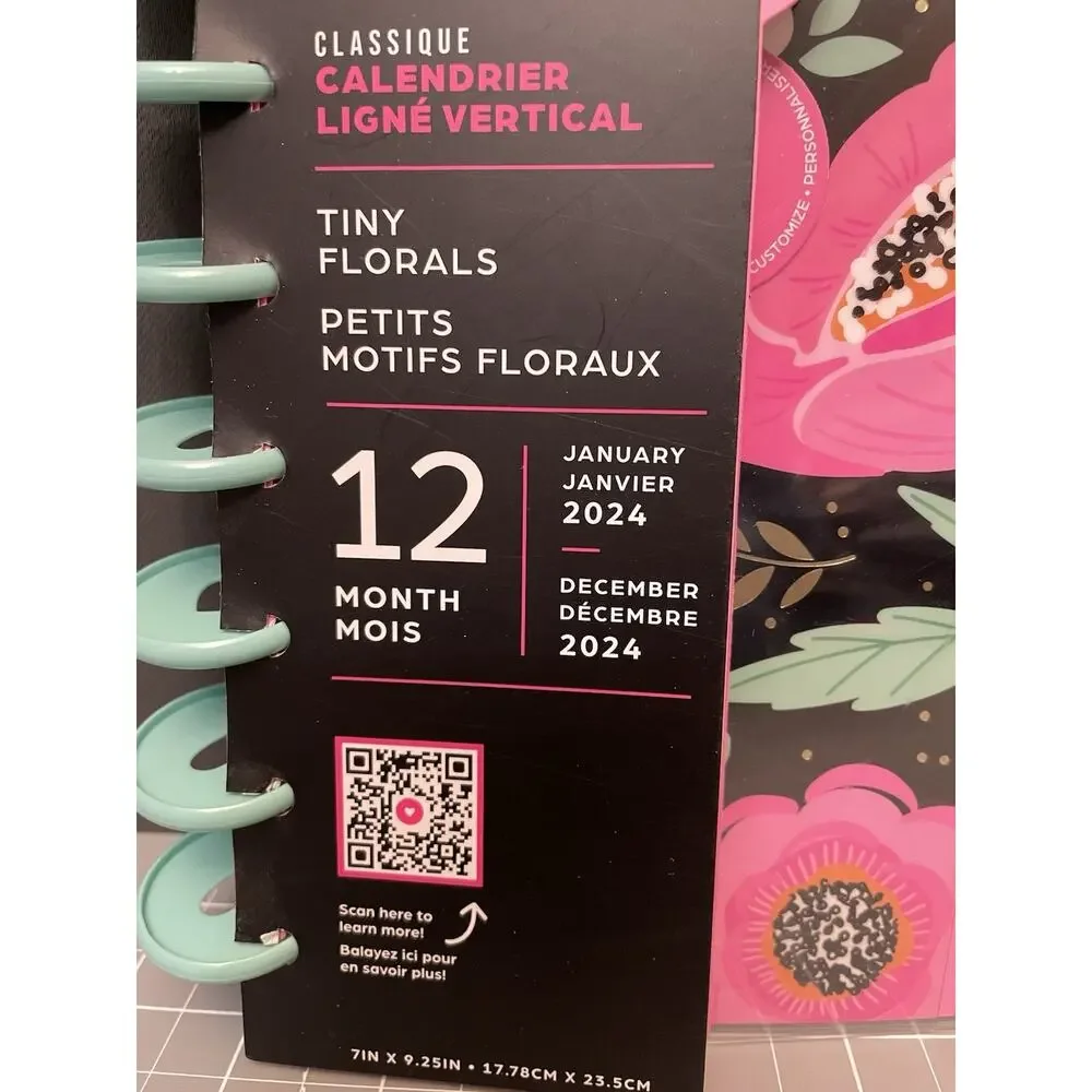 Happy Planner Classic Tiny Florals Lined Vertical Layout 12 Mo 9 Disc Size